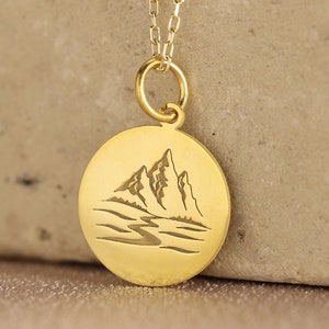 14k Solid Gold Mountain Necklace Solid Gold , Mountain Necklace , Mountain Gold Necklace for gift , Gift For Her,  Traveller gift