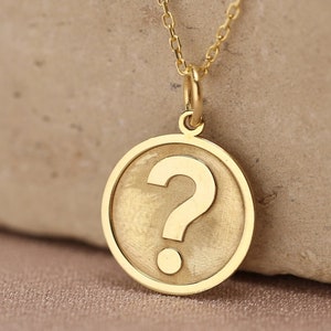 14k Solid Gold Question Mark Necklace , Gold Pendant, Question Mark 14K  Real Solid Gold , Elegant Interrogation Mark Pendant,Birthday gift