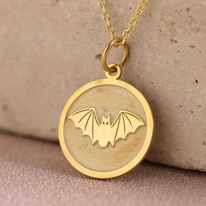 14k Solid Gold Bat Necklace , Gold Bat Wings Pendant , Dainty Bat Jewelry , Bat Bird Charm, Bat Necklace , Gold Woman gift , Memorial Gift