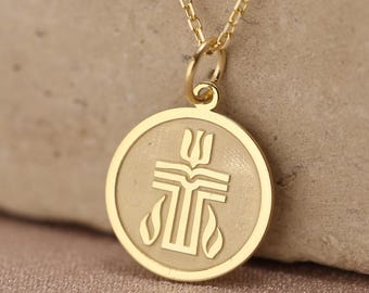 Presbyterian Cross Silver Necklace, 14K Gold Plated Christian Cross Pendant, Faith Jewelry Gift for Women Mom Wife Girlfriend Birthday Gift