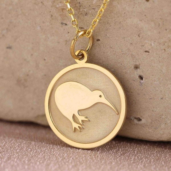 14k Solid Gold Kiwi Bird Necklace , Personalized Kiwi Bird Pendant , Cute Animal Jewelry , Mom Necklace , Gift For Mom , Teen Kid Mom Gift