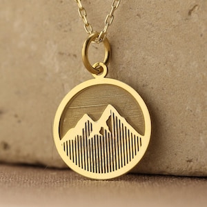 14k Solid Gold Mountain Necklace Solid Gold , Mountain Necklace , Mountain Gold Necklace for gift , Gift For Her,  Traveller gift