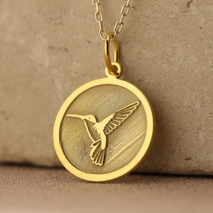 14k Solid Gold Hummingbird Necklace , Personalized Hummingbird pendant , Bird Hummingbird Jewelry ,necklace for gift , gift for mom