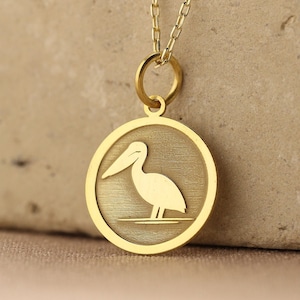 14k Solid Gold Pelican Necklace, Dainty Necklace, Solid Gold 14k Necklace, Pelican Necklace, Animal Necklace, Necklace For Women