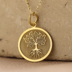 14k Solid Gold Tree of Life Necklace , Gold Tree Necklace , Personalized Tree of Life Pendant , Tree Necklace , Gift for Her , Tree Mom Gift