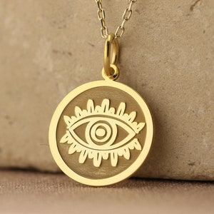 14k Solid Gold Eye Of Horus Necklace, Starożytny egipski symbol ochrony wisiorek, Spersonalizowany urok Eye Of Horus, Eye Of Ra Pendant