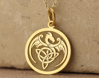 Dragon Silver Necklace, 14K Gold Plated Dragon Pendant Jewelry Gift for Wife Girlfriend Mom, Fantasy Lover Women Mom Birthday Gift