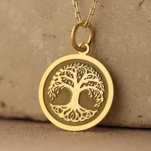 14k Solid Gold Tree of Life Necklace , Gold Tree Necklace , Personalized Tree of Life Pendant , Tree Necklace , Gift for Her , Tree Mom Gift