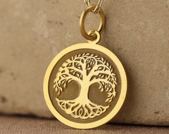 14k Solid Gold Tree of Life Necklace , Gold Tree Necklace , Personalized Tree of Life Pendant , Tree Necklace , Gift for Her , Tree Mom Gift