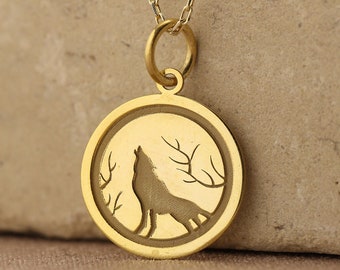 Colar com Pingente de Lobo em Prata de Lei 925 e Ouro 14K - Presente Ideal para Esposa, Namorada e Mãe - Presente Perfeito para Amantes de Animais e Mães