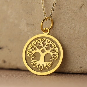 14k Solid Gold Tree of Life Necklace , Gold Tree Necklace , Personalized Tree of Life Pendant , Tree Necklace , Gift for Her , Tree Mom Gift
