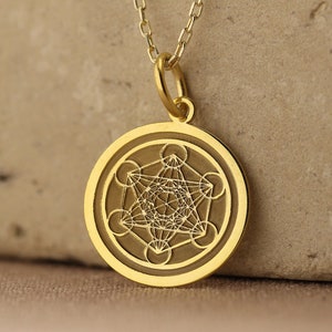14k Solid Gold Metatron Necklace , Metatron Cube Pendant , Personalized Sacred Geometry Jewelry ,Meditation Necklace,Protection Pendant,Gift