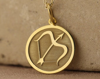 Sagittarius Zodiac Silver Necklace, 14K Gold Plated Astrology Pendant Jewelry Gift for Wife Girlfriend Mom, Horoscope Women Mom Gift