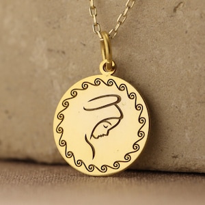 14k Solid Gold Virgin Mary Necklace , Personalized Mother Mary Religious Pendant , Christian Orthodox Pendant ,Christening Necklace,Mom gift
