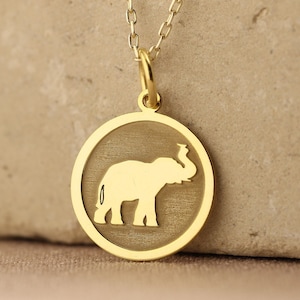 14k Solid Gold Elephant Charm Necklace, Personalized Elephant Pendant, Dainty Animal Jewelry, Layered Elephant Pendant Gift , Birthday gift