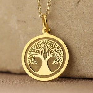 14k Solid Gold Tree of Life Necklace , Gold Tree Necklace , Personalized Tree of Life Pendant , Tree Necklace , Gift for Her , Tree Mom Gift