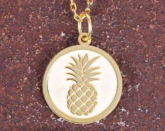 Pineapple Silver Necklace, 14K Gold Plated Pineapple Pendant Jewelry Gift for Wife Girlfriend Mom, Tropical Fruit Women Mom Birthday Gift