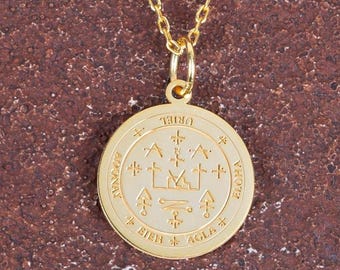 Archangel Samael Silver Necklace, 14K Gold Plated Samael Sigil Pendant Jewelry Gift for Wife Girlfriend Mom, Spiritual Mom Women Gift