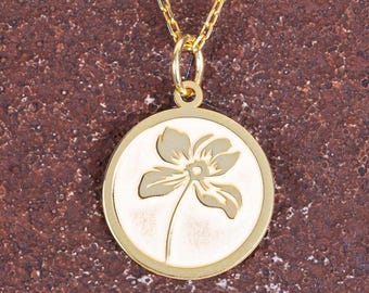 Pasque Flower Silver Necklace, 14K Gold Plated Pasque Flower Pendant Jewelry Gift for Wife Girlfriend Mom, Floral Women Mom Birthday Gift