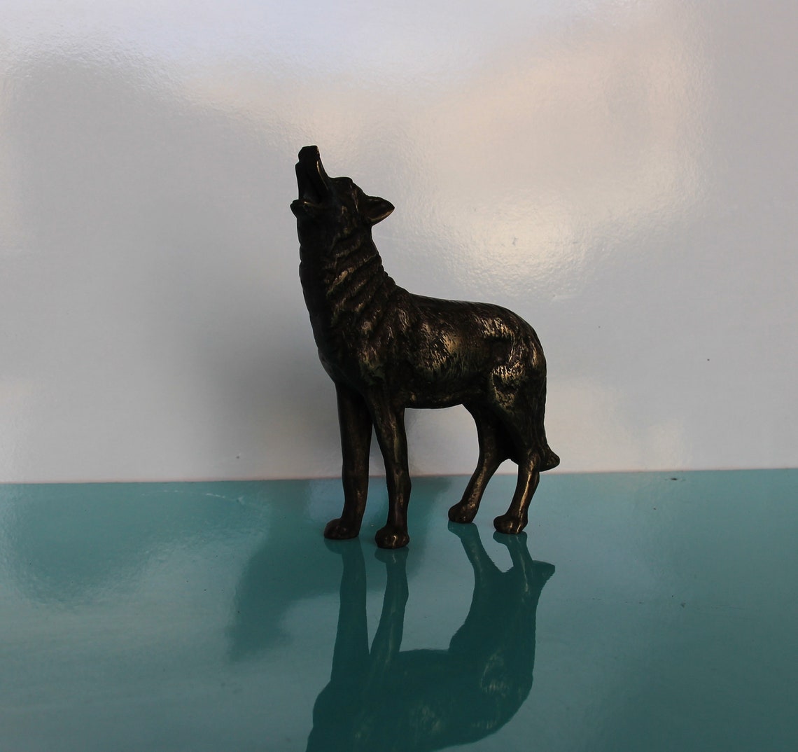 Brass Wolf decor home decor Brass Wolf Oriental Brass Etsy