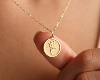 14k Solid Gold Gaia Necklace , Personalized Gaia Pendant