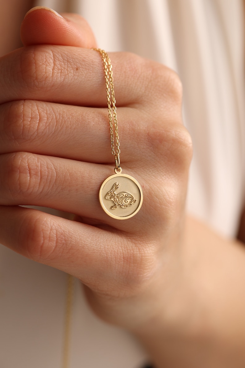 14k Solid Gold Celtic Rabbit Necklace Personalized Celtic - Etsy