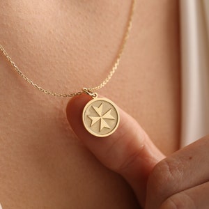 Maltese Cross Matte Gold Necklace