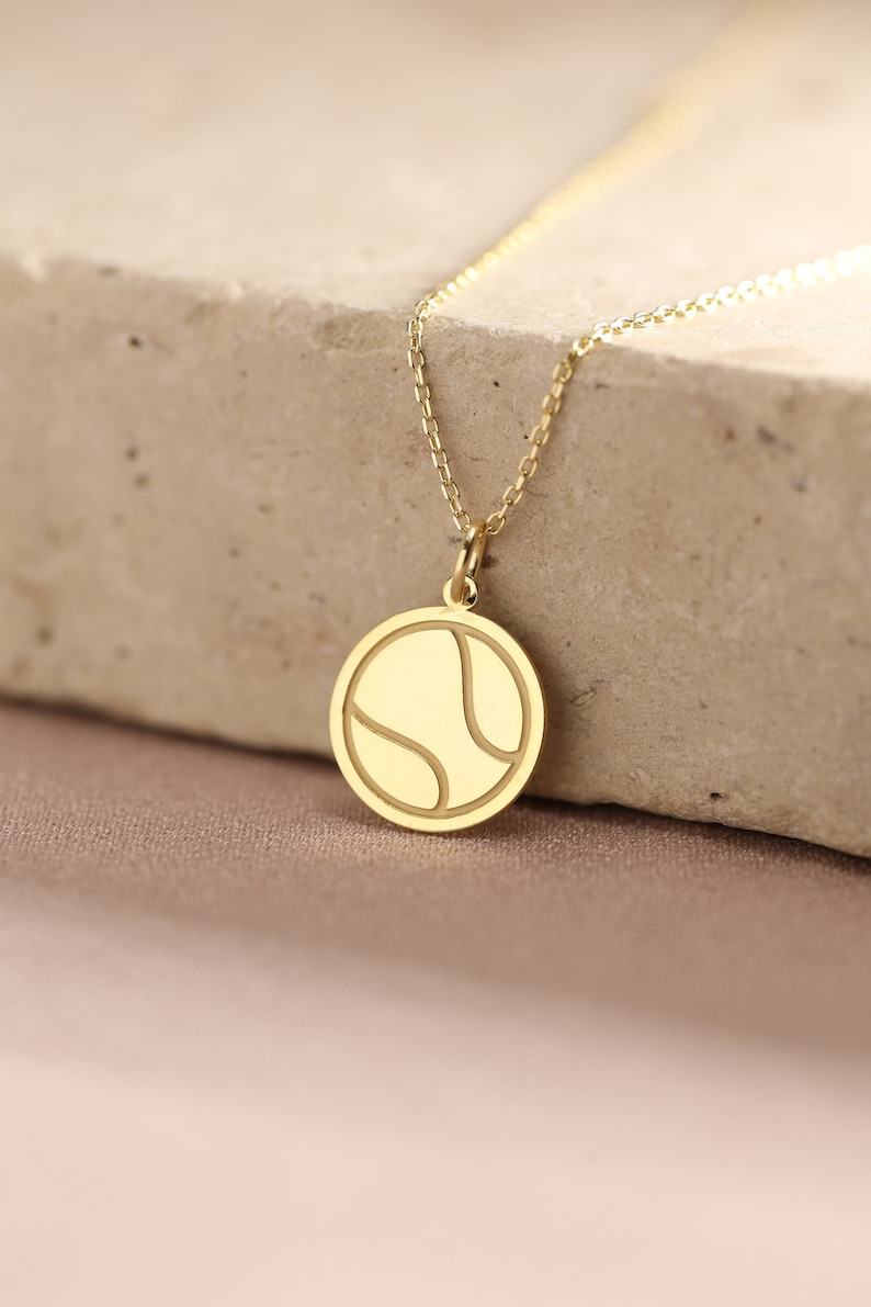 14k Solid Gold Tennis Ball Necklace Personalized Tennis Ball Etsy