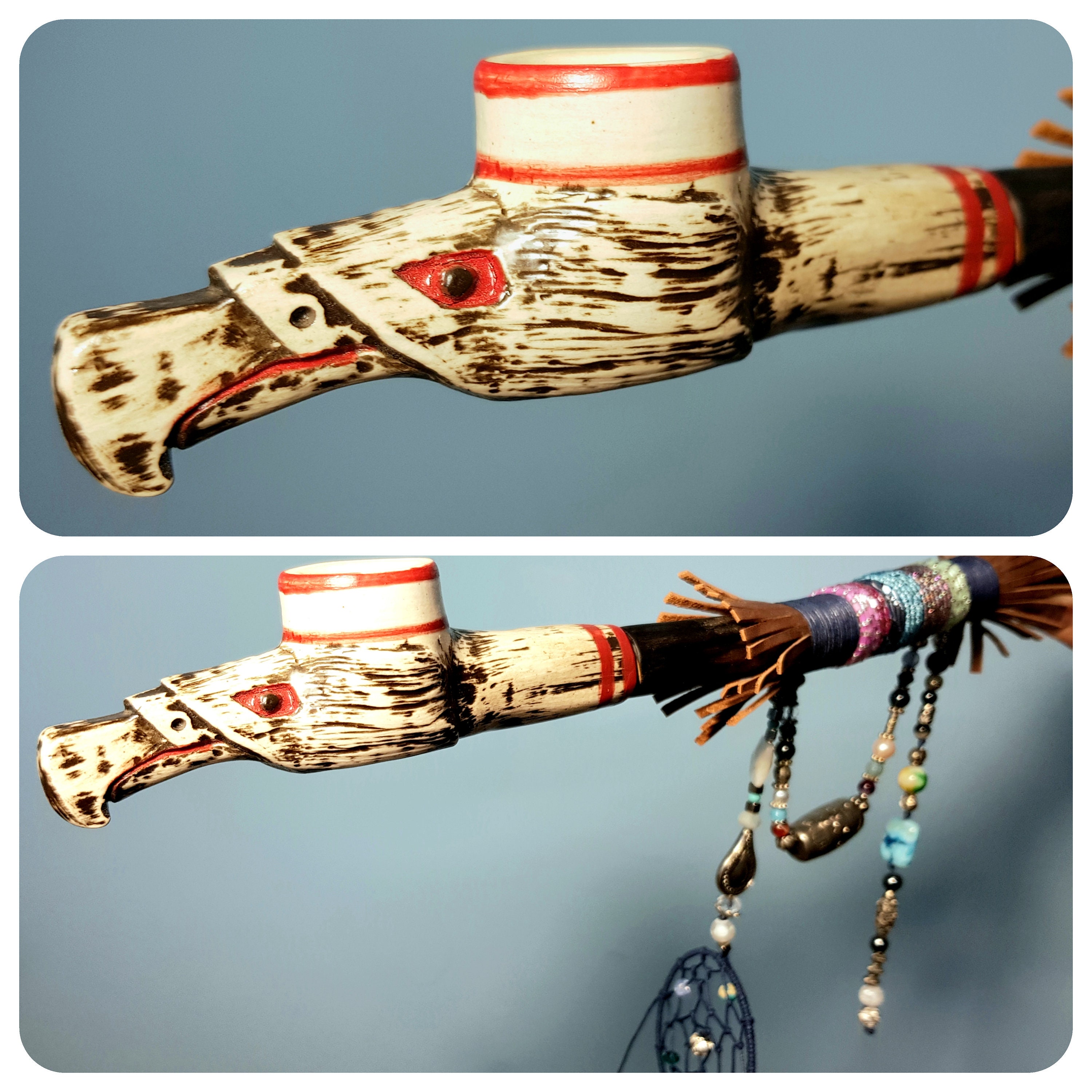 Peace pipe. Calumet. Indian Smoking pipe. Pipe of peace. Etsy