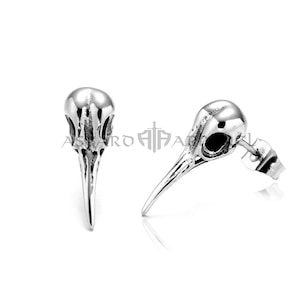Huginn & Muninn Skull studs, Odin&#39;s Ravens Earrings