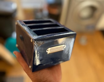 Blue British phone box/Tardis inspired 3 SLOT dinner table phone holder