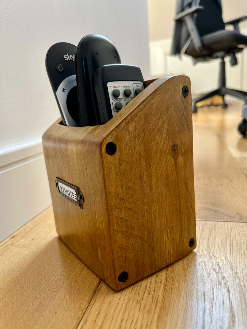 Rustic TV remotes holder image 2