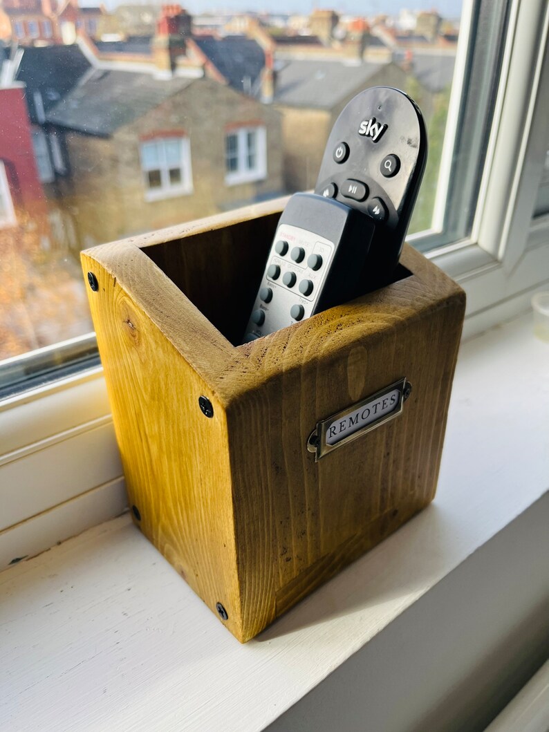 Rustic TV remotes holder image 9
