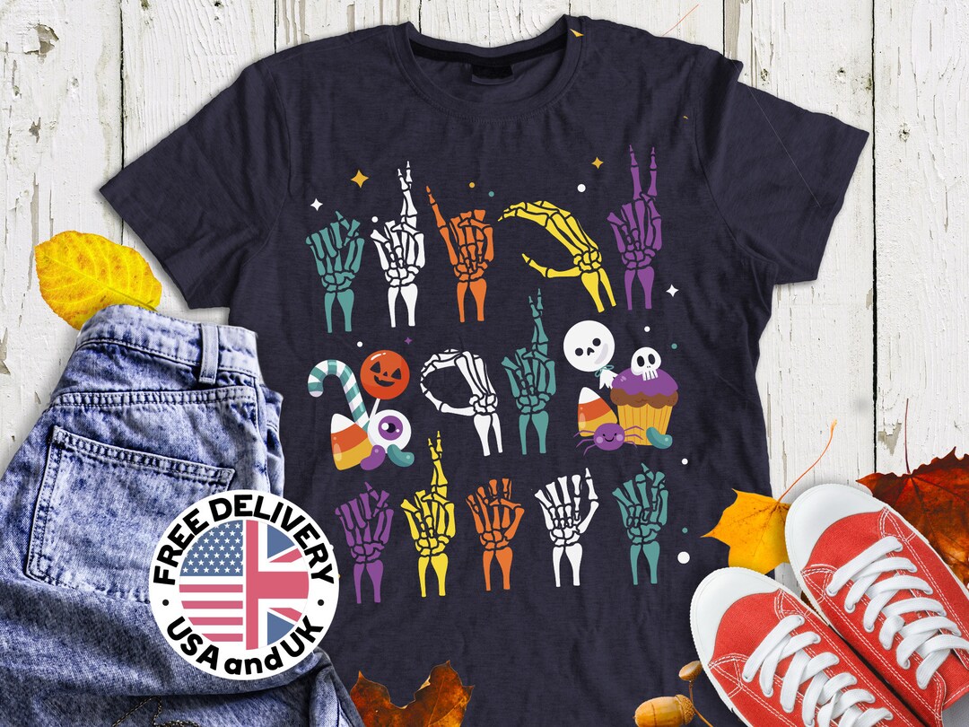 Halloween Trick or Treat ASL Shirt, Hand Sign Language Shirt, Deaf Pride Shirt, Halloween