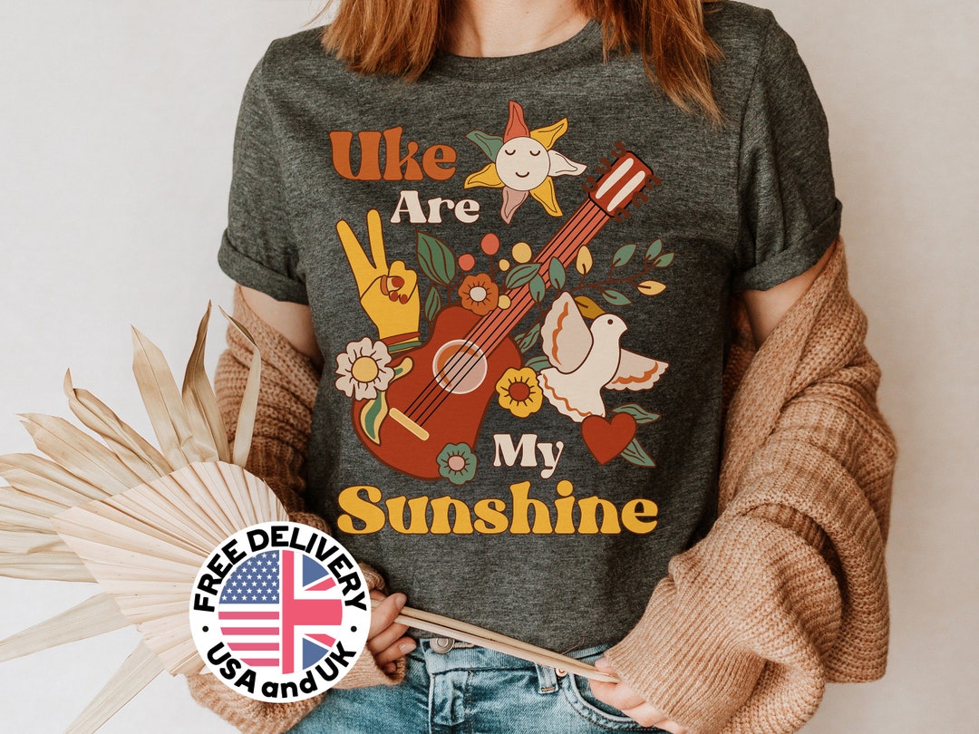 Uke Are My Sunshine Ukulele Tshirt, Groovy Ukulele Lover Shirt, Retro