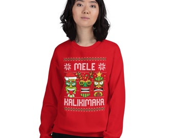 Sweat Vintage Noël Mele Kalikimaka & Hippie Renne – Taille M, Occasion Parfait état