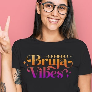 Bruja Tee, Bruja Vibes Witch Latina Shirts, Chula Shirt, Halloween Spanish Witch shirt, Boho Latina Feminist shirt, Magic Brujita moonphases