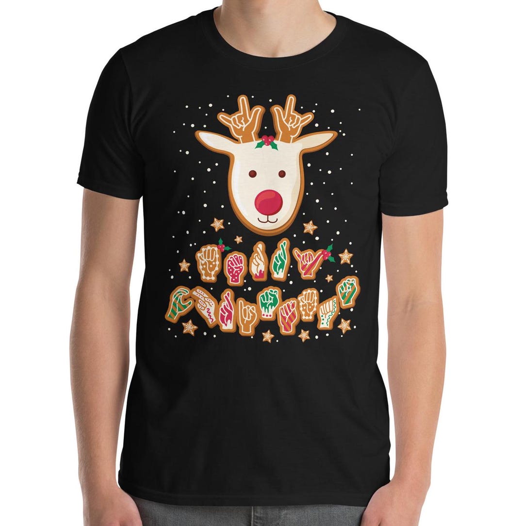 ASL Christmas Reindeer Shirt, Xmas Hand Sign Language Shirt, Deaf ...