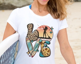 Women's Paddleboarding T-Shirt, SUP Girl My Happy Place, Womens SUP Shirt, LOVE Paddleboarding Gift, Women's Paddle TShirt, Sup Lover Shirt