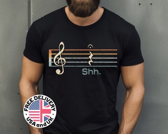 Funny Music Shirt, Shh Slience Quarter Rest Note Fermata Musician Music Shirt, Marching Band Shirt, Orchestra Shirt, Musician Gift