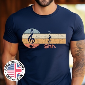 Funny Music Shirt, Shh Slience Quarter Rest Note Fermata Musician Music Shirt, Marching Band Shirt, Orchestra Shirt, Musician Gift