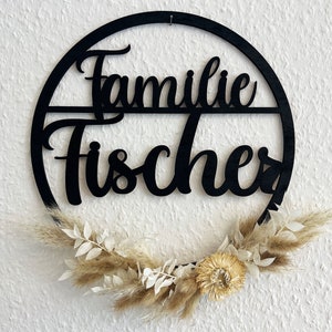 Türschild Boho Willkommen Trockenblumen Flowerhoop Familie individuell last minute Blitzversand Express Bild 4