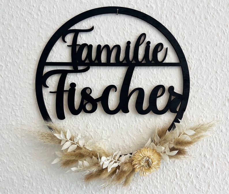 Türschild Boho Willkommen Trockenblumen Flowerhoop Familie individuell last minute Blitzversand Express Bild 4