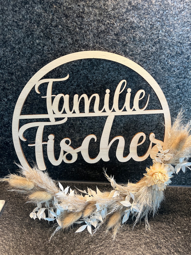 Türschild Boho Willkommen Trockenblumen Flowerhoop Familie individuell last minute Blitzversand Express Bild 3