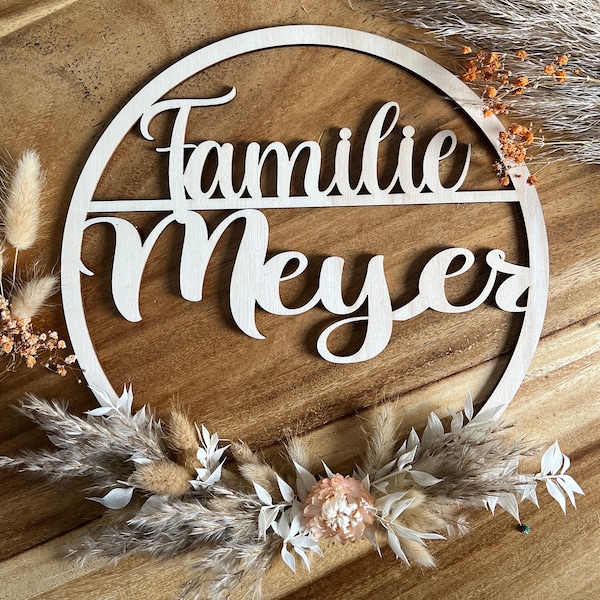 Türkranz Personalisiert Trockenblumen Familie Türschild Flowerhoop Hochzeitsgeschenk Expressversand