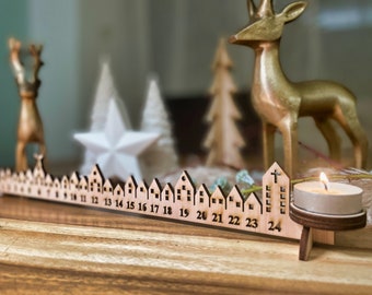 Adventskalender aus Holz,  Stern, Weihnachten, Advent, Adventszeit, Adventsleiste