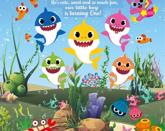 Baby Shark Backdrop Etsy Baby Shark Backdrop Etsy