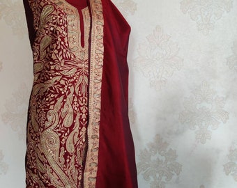 Pure Silk Kashmiri Suit With Heavy Tilla Embroidery, Designer Salwar Kameez Suit, Kashmiri Suit, Pure Raw Silk Salwar,Punjabi Suit For Women