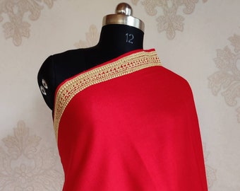 Kashmiri Woolen Shawl With Tilla Embroidery , Kashmiri Embroidered Scarf , Customizable Shawl , Golden Work Luxurious Border Shawl