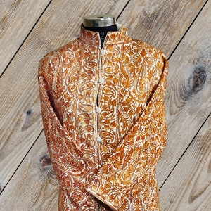 Heavy Embroidered Kashmir Jacket,  Kashmiri Jamawar Coat With Floral-Paisley Self Embroidery, Unisex Jacket, Embroidered Coat